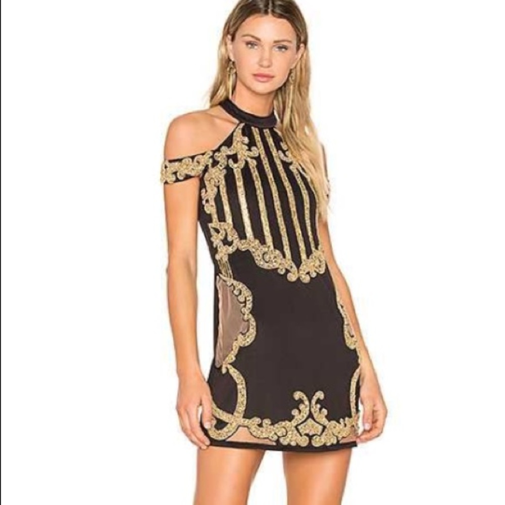 NBD Revolve Black/Gold Cocktail Dress